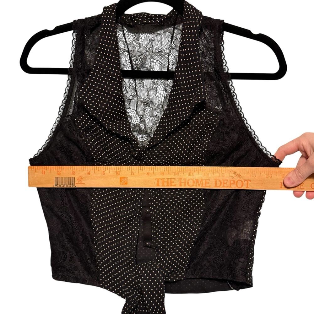 VTG Bebe Y2K Black 100% SILK Sheer Polka Dot Women Top SIZE SMALL Lacie Whimsy - Picture 11 of 16
